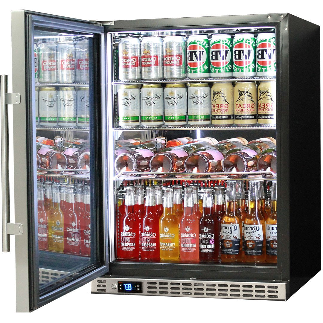 Schmick SK156L-SD - Quiet Running Front Venting Under Bench Solid Stainless Door Bar Fridge