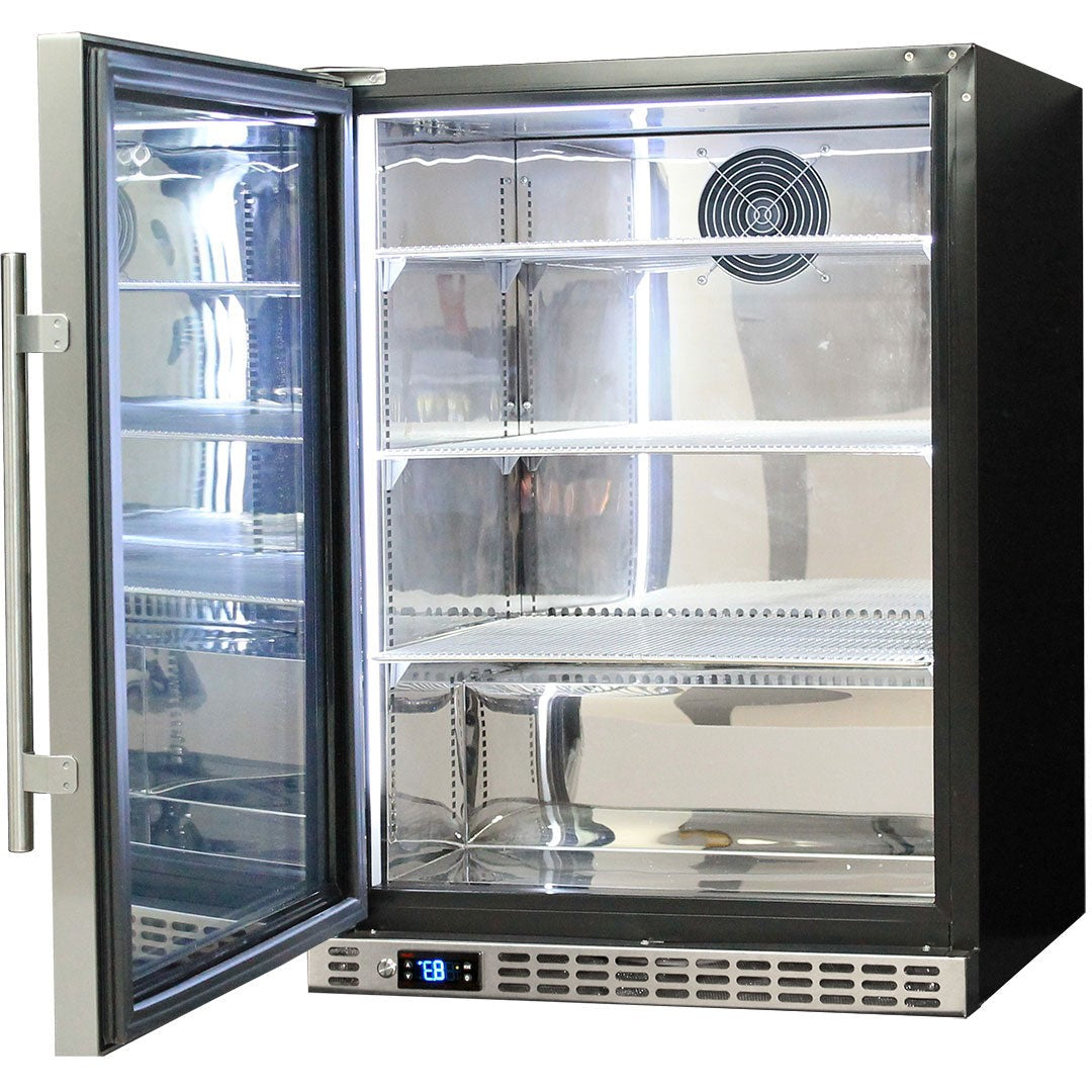 Schmick SK156L-SD - Quiet Running Front Venting Under Bench Solid Stainless Door Bar Fridge