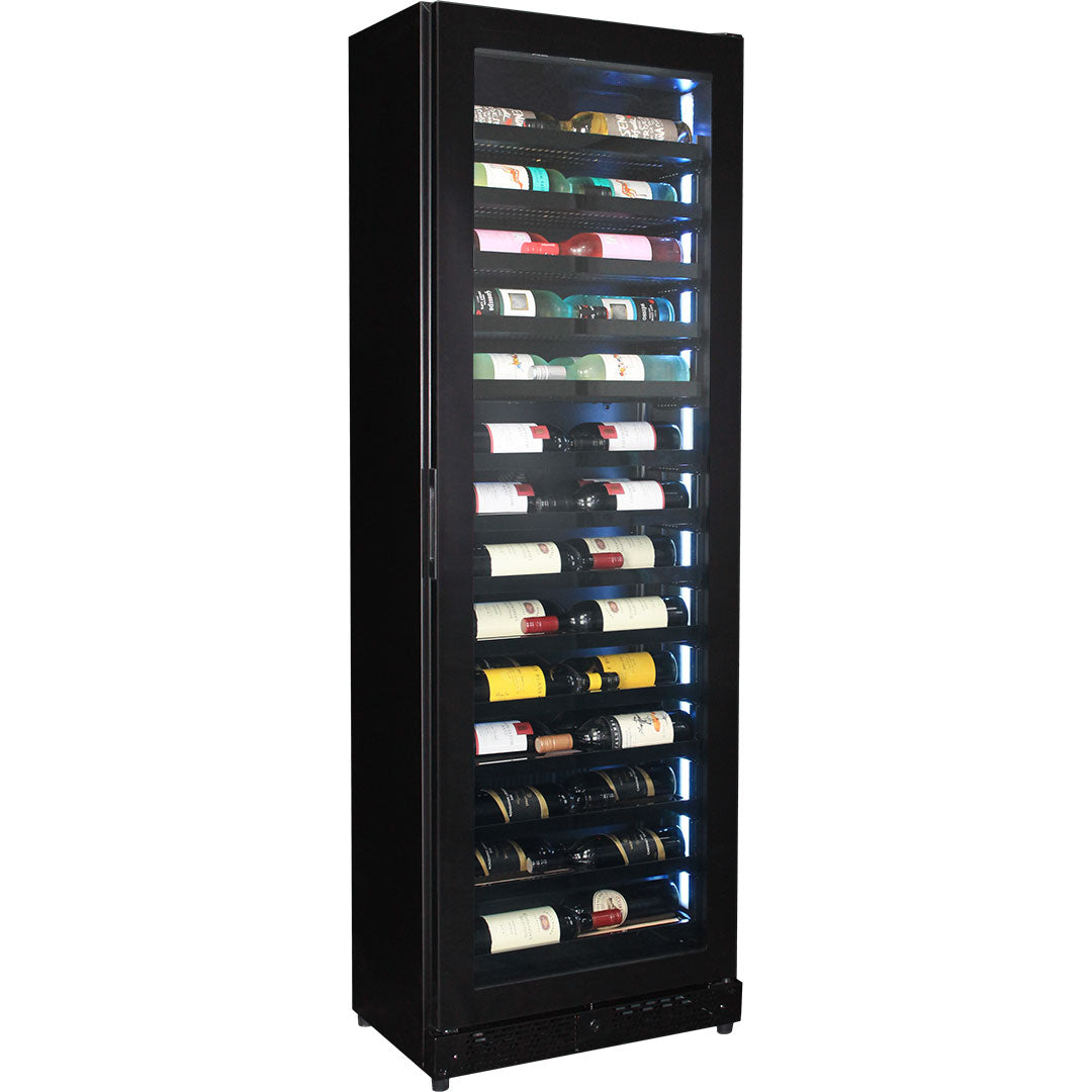 Schmick SK168W - Upright Super Slim Depth Quiet Running Glass Front Wine Fridge With 5 x LED Color Options