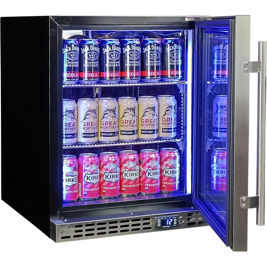 Schmick - SK86R-HD – Quiet Running Front Venting Under Bench Heated Glass Door Bar Fridge – 89 Litres
