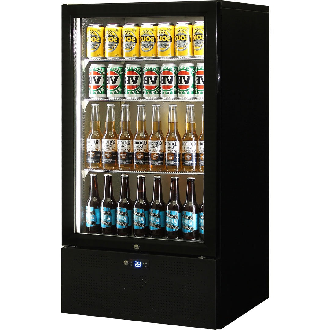 Schmick Short Upright Heated Glass 1 Door Bar Fridge - Model SK220R-B-HD