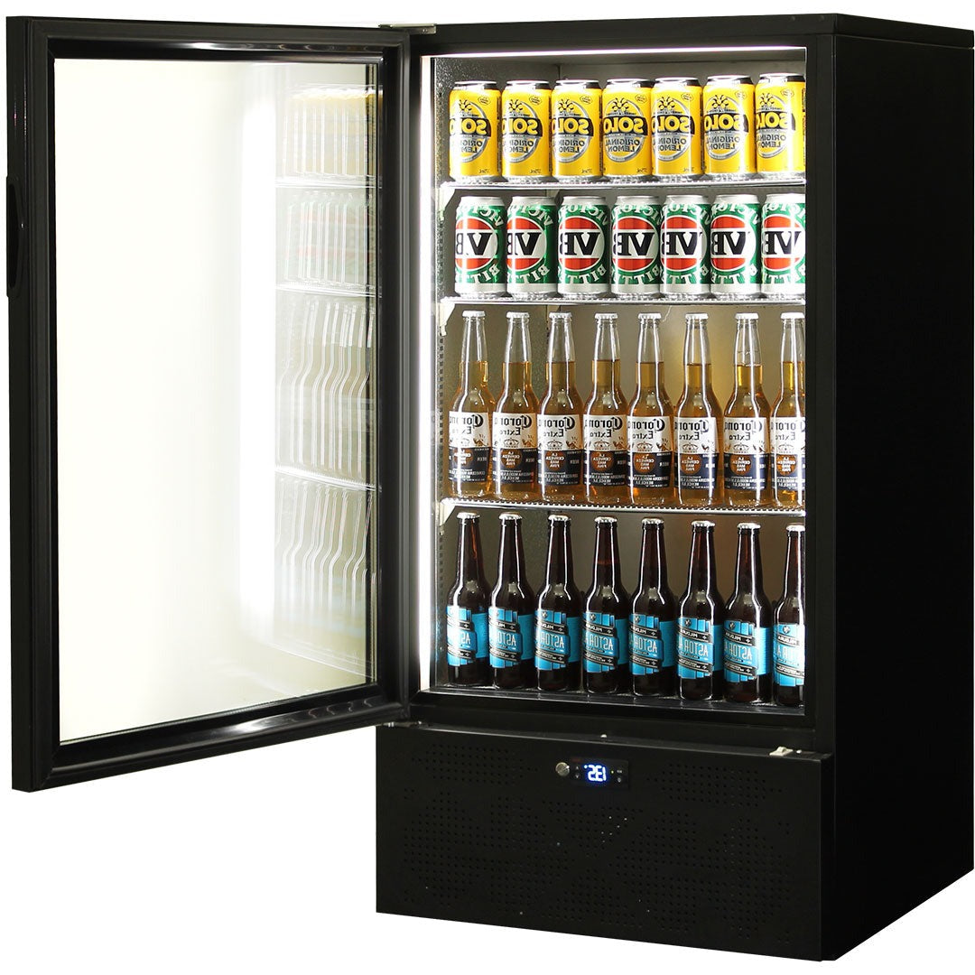 Schmick Short Upright Heated Glass 1 Door Bar Fridge - Model SK220R-B-HD