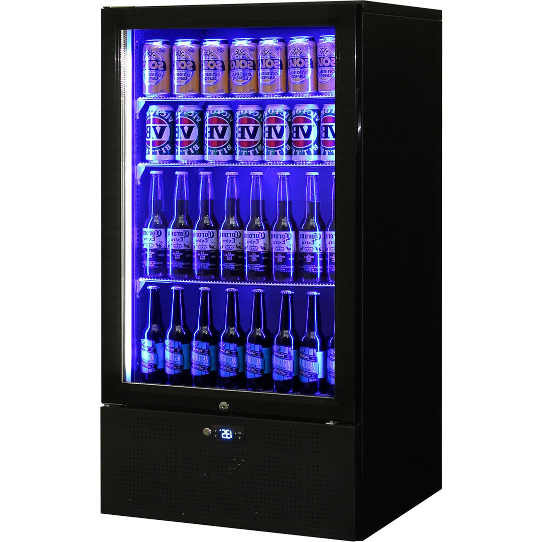 Schmick Short Upright Heated Glass 1 Door Bar Fridge - Model SK220R-B-HD