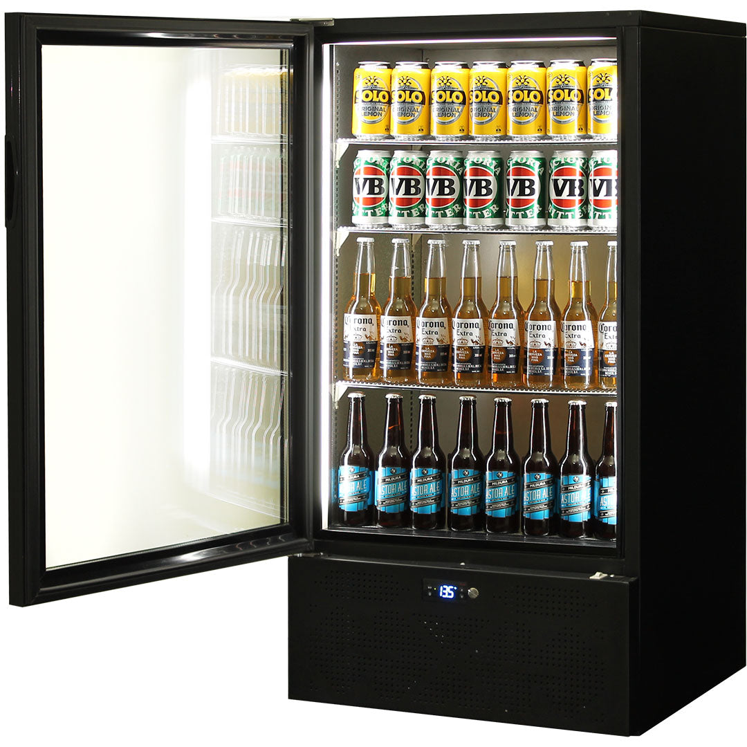 Schmick Short Upright Heated Glass 1 Door Bar Fridge - Model SK220R-B-HD