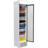 Schmick SK160W 160L skinny upright bar fridge - stocked, door open