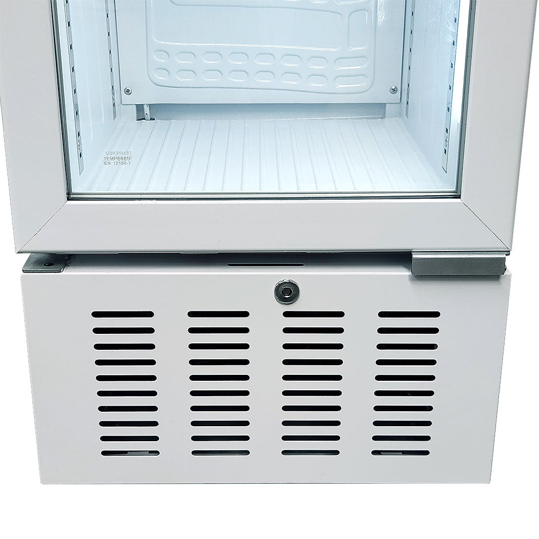 Schmick SK160W 160L skinny upright bar fridge - base grille and lock