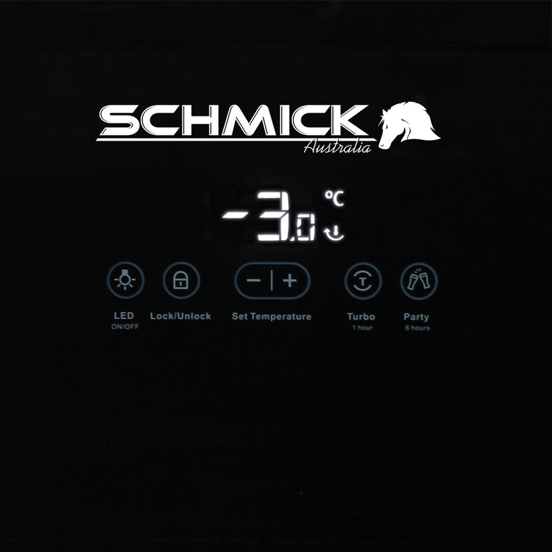 Schmick HUS-EX108 bar fridge - glass door detail