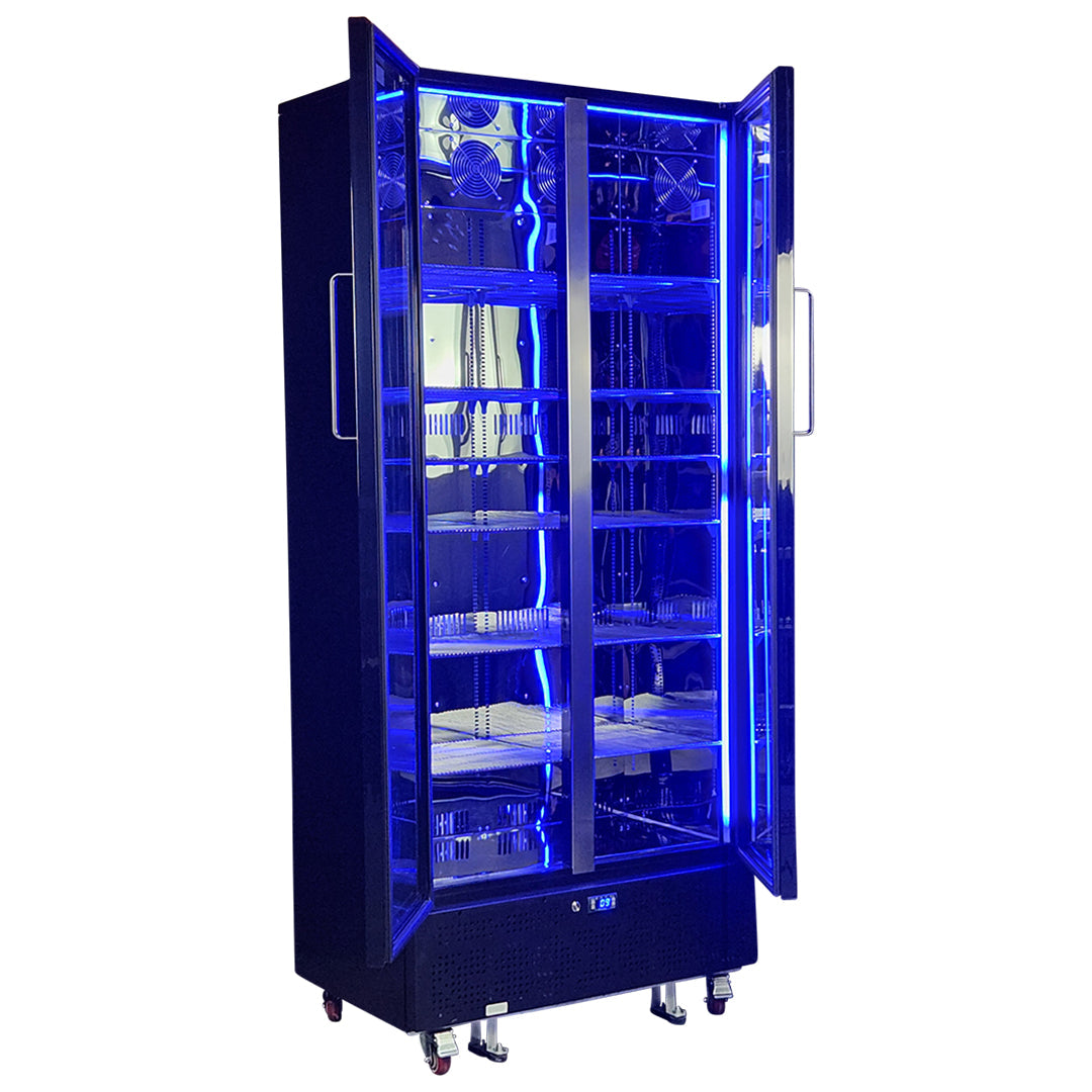 Schmick SK668-B-HD Upright Classy Energy Efficient 2 Door Heated Glass Bar Fridge