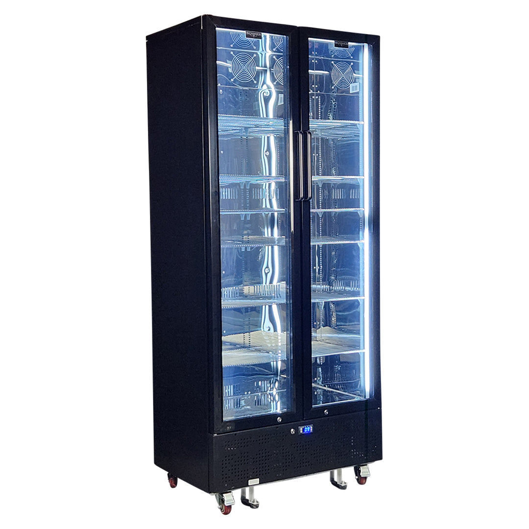 Schmick SK668-B-HD Upright Classy Energy Efficient 2 Door Heated Glass Bar Fridge