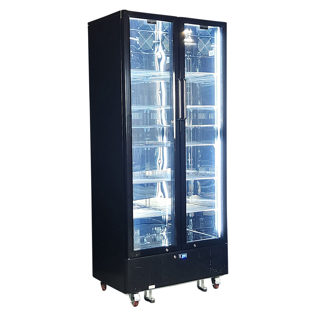 Schmick SK668-B-HD Upright Classy Energy Efficient 2 Door Heated Glass Bar Fridge