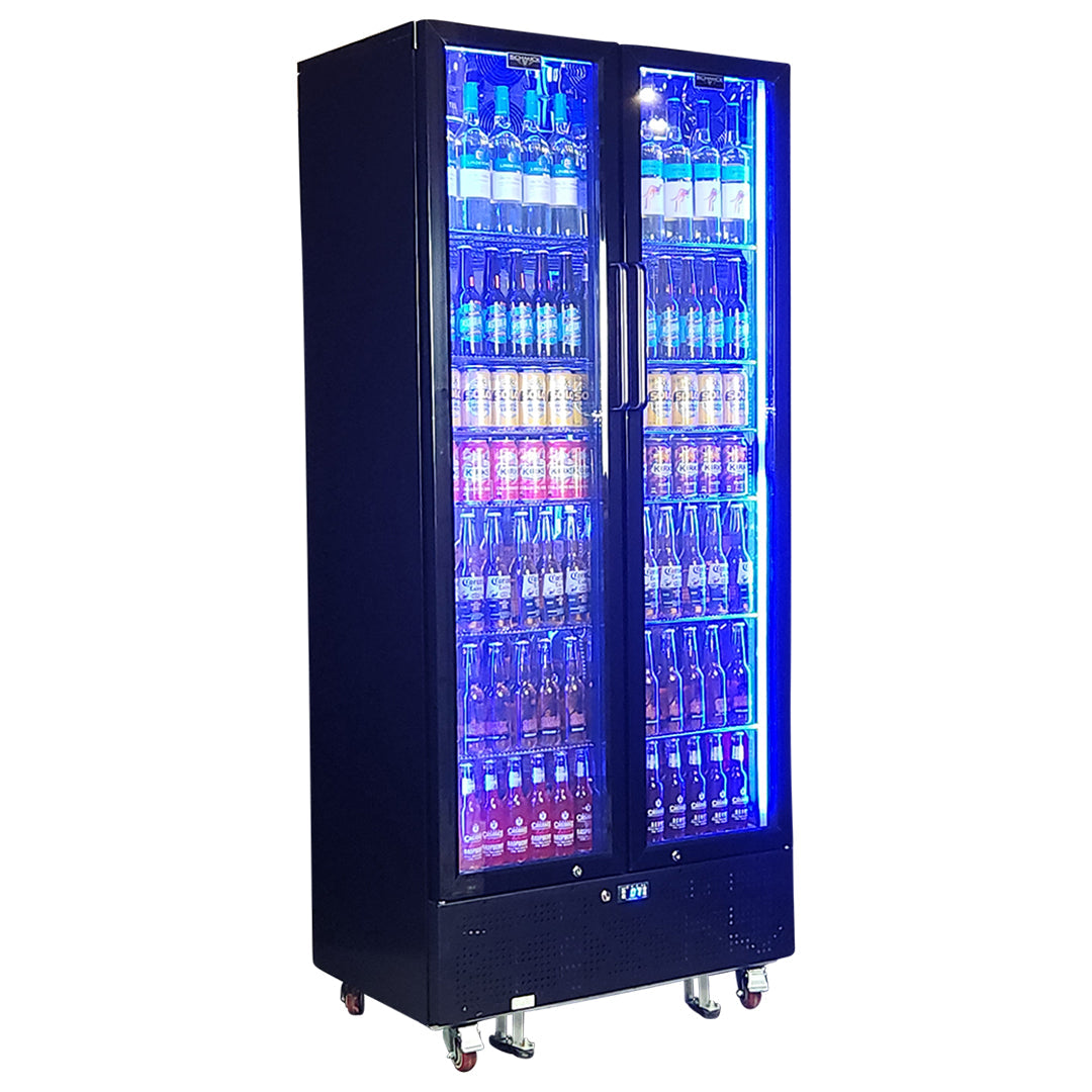 Schmick SK668-B-HD Upright Classy Energy Efficient 2 Door Heated Glass Bar Fridge