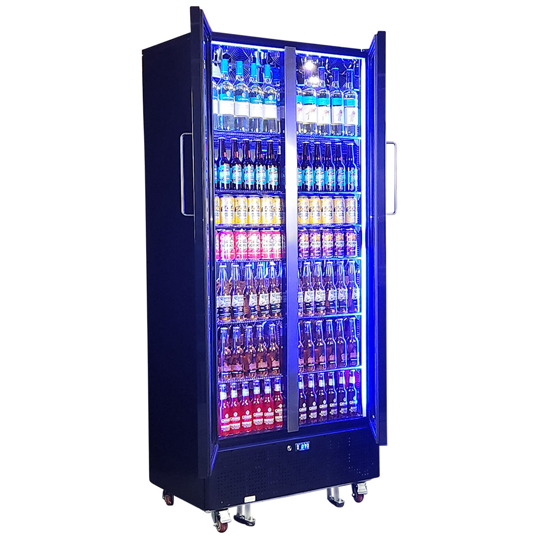 Schmick SK668-B-HD Upright Classy Energy Efficient 2 Door Heated Glass Bar Fridge