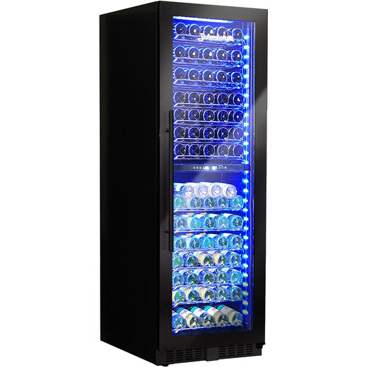 Schmick - BD425D-B – Black Upright Dual Zone Glass Door Wine Refrigerator – 405 Litre
