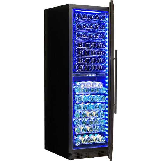 Schmick - BD425D-B – Black Upright Dual Zone Glass Door Wine Refrigerator – 405 Litre