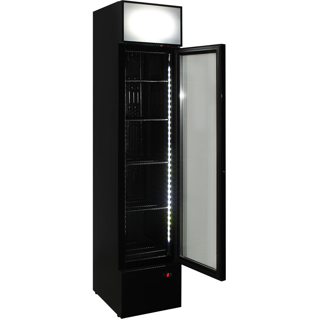 Schmick SS-P160FA - Skinny Upright Glass Door Bar Fridge Triple Glazed LOW E Glass, Lock And Brand Parts