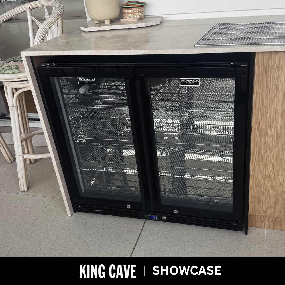 Schmick SK246-B-HD - Twin Door Quiet Running  Black Heated Glass Door Bar Fridge - 257 Litre