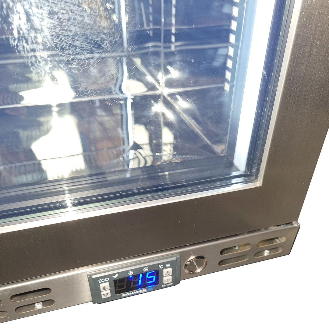 Schmick 164L Stainless Steel Heated Glass Door Bar Fridge – Left Hinge - SK146L-HD