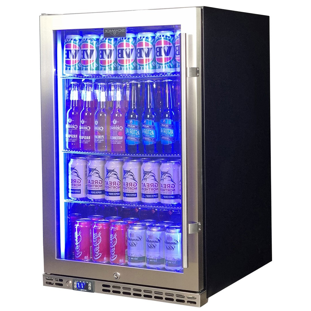 Schmick 164L Stainless Steel Heated Glass Door Bar Fridge – Left Hinge - SK146L-HD