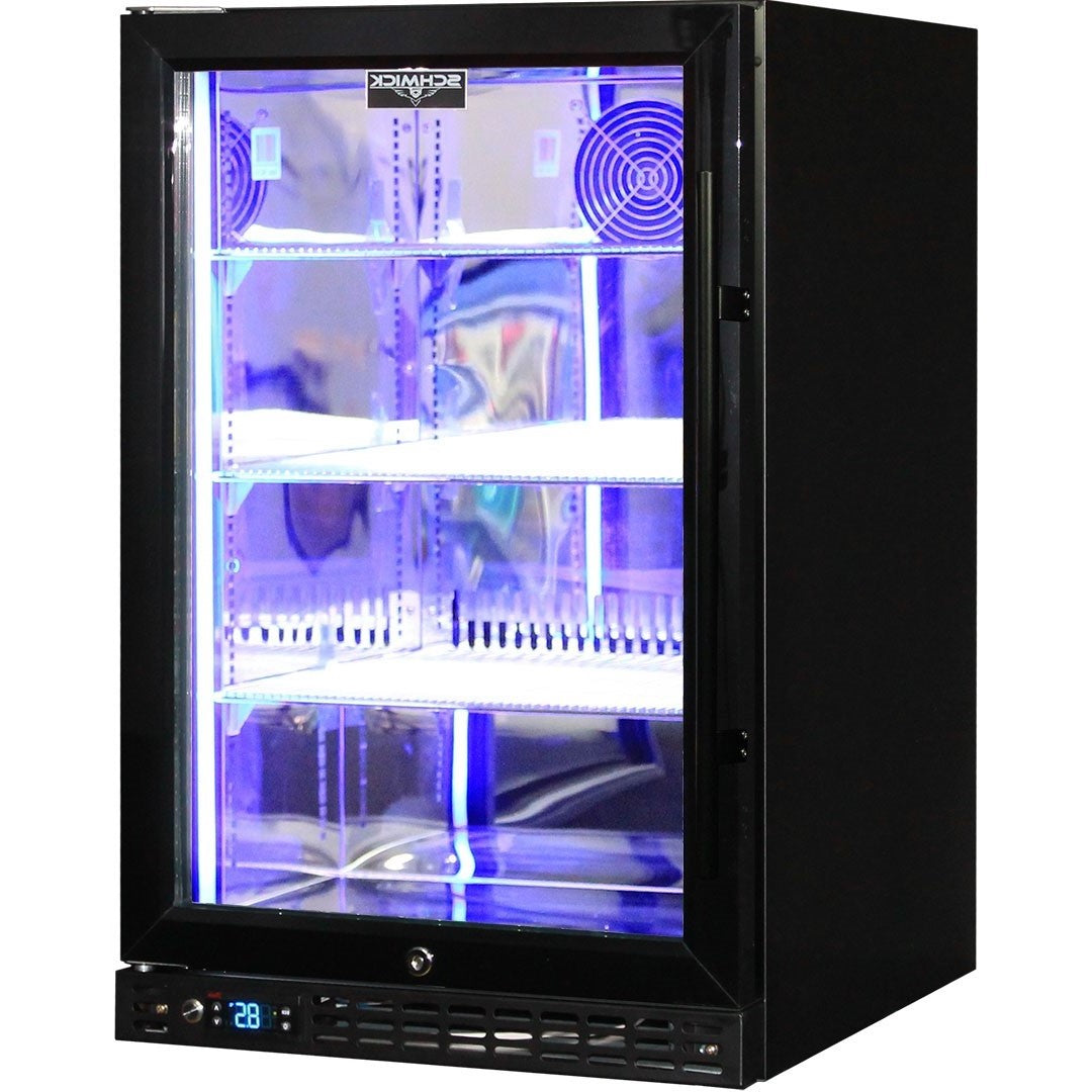 Schmick - SK116L-B-HD – Quiet Running Front Venting Under Bench Heated Glass Door Bar Fridge – 121 Litres
