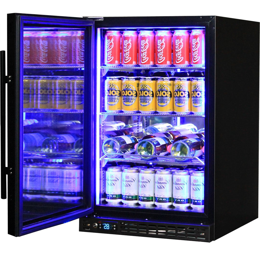 Schmick - SK116L-B-HD – Quiet Running Front Venting Under Bench Heated Glass Door Bar Fridge – 121 Litres