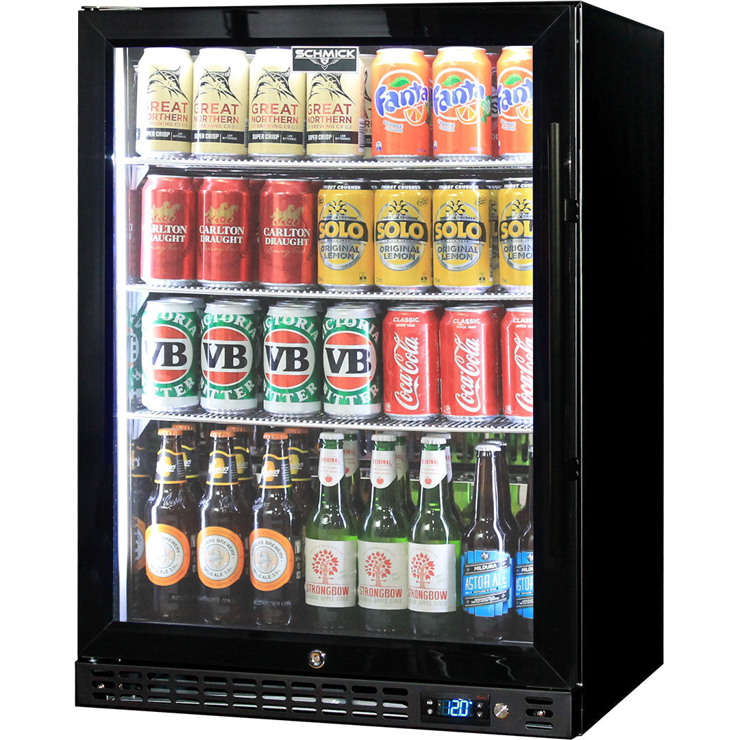 Schmick – SK156L-B-HD – Quiet Running Front Venting Heated Glass Door Bar Fridge – 164 Litres