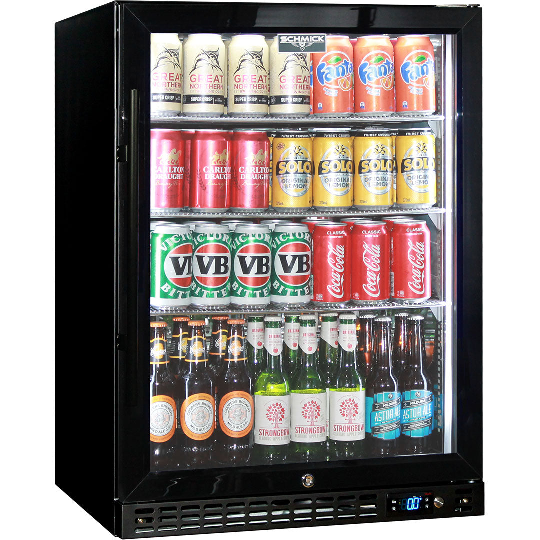 Schmick – SK156R-B-HD – Quiet Running Front Venting Heated Glass Door Bar Fridge – 164 Litres