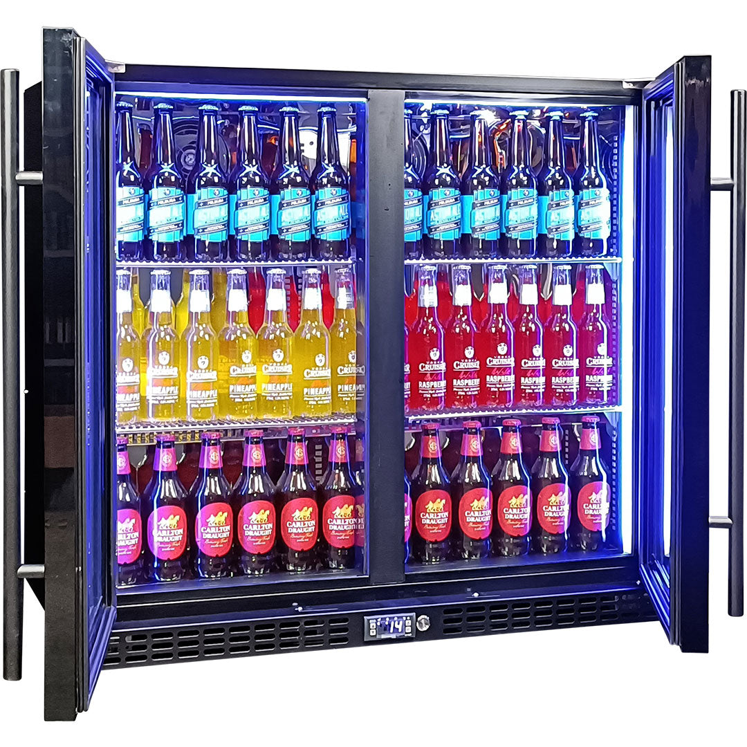 Schmick 257L - Twin Door Black Triple Glazed Glass Door Bar Fridge – SK246-B