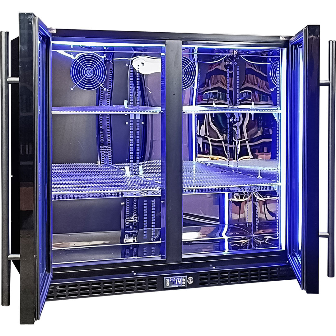 Schmick - SK246-B – Twin Door Black Triple Glazed Glass Door Bar Fridge – 257 Litres