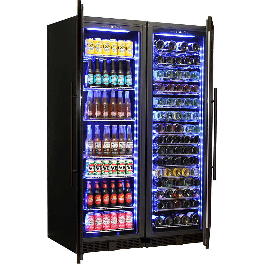 Schmick BD425-Combo-B - Matching Upright Glass Door Beer And Wine Refrigerator Combination