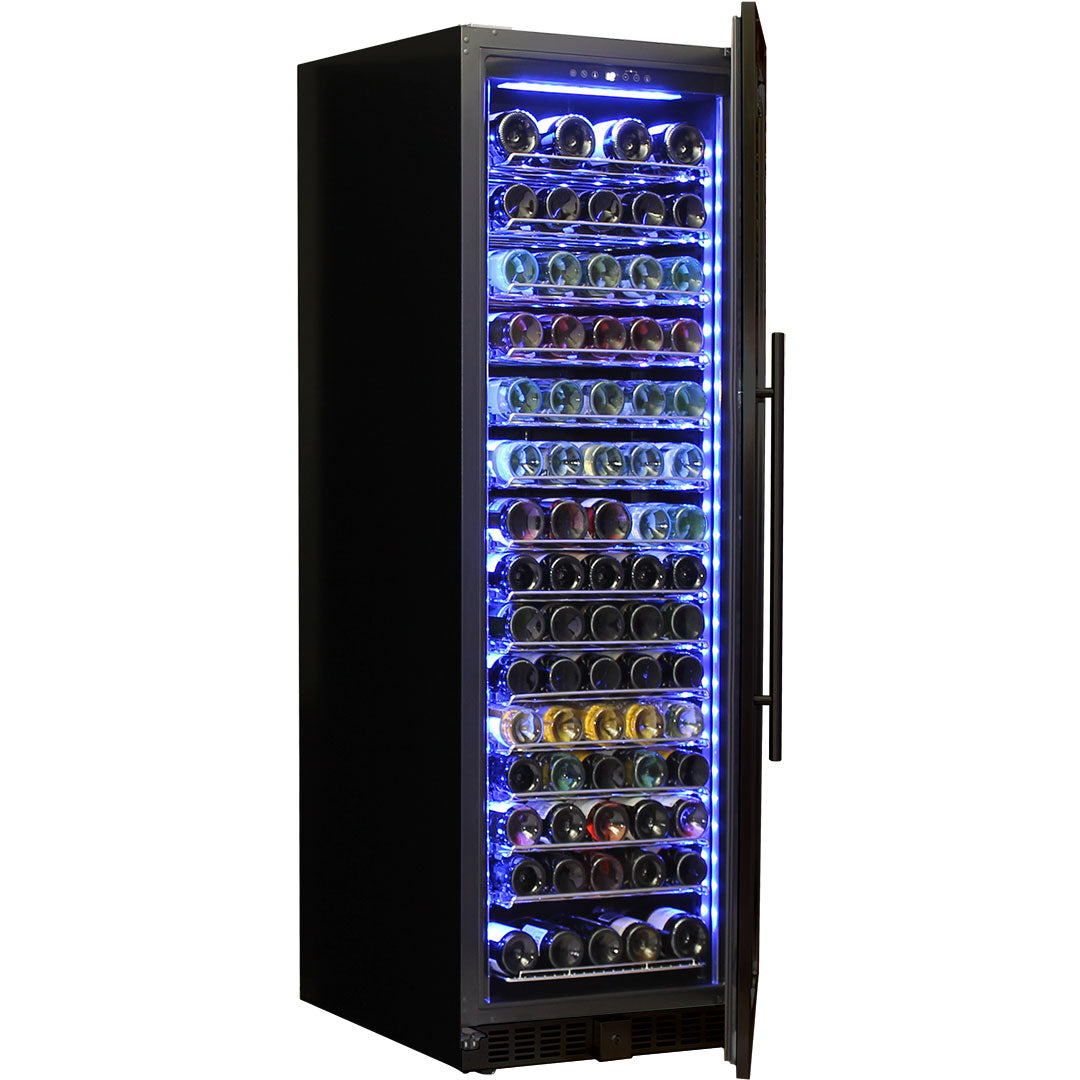 Schmick BD425W-B - Upright Black Glass Door Wine Refrigerator