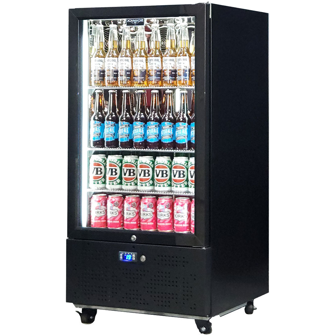220 Litre - Short Upright Heated Glass Bar Fridge – Add Your Logo - Schmick SK220R-B-HD