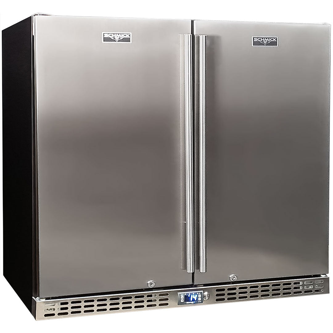 Schmick SK246-SD - Twin Door Quiet Running  Solid Stainless Door Energy Efficient Bar Fridge