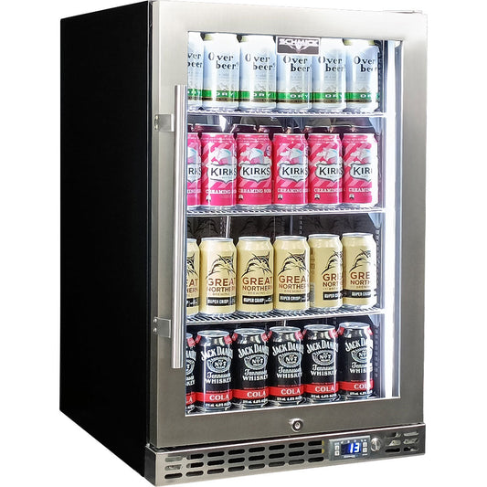 Schmick 116L – Quiet Running Front Venting Under Bench Glass Door Bar Fridge – SK116R-SS