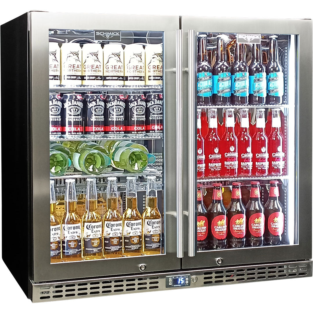 Schmick – SK246-SS – Twin Door Quiet Running Stainless Steel Bar Fridge –  257 Litres