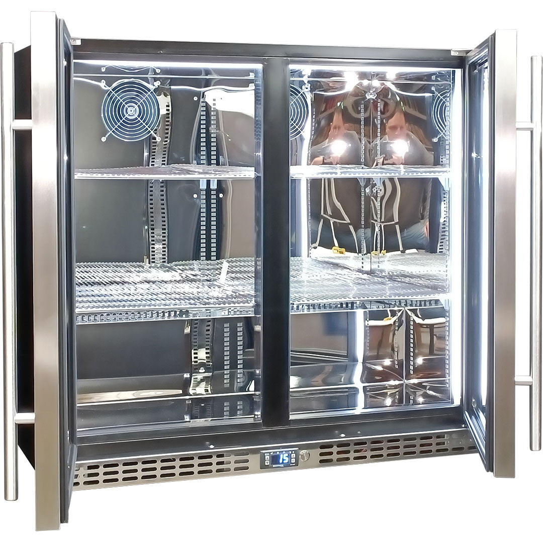 Schmick – SK246-SS – Twin Door Quiet Running Stainless Steel Bar Fridge –  257 Litres