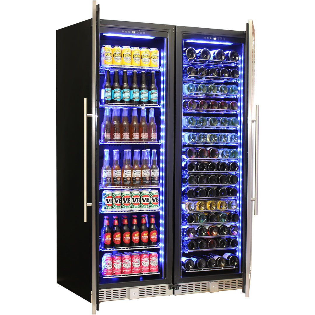 Schmick BD425-Combo - Matching Upright Glass Door Beer And Wine Refrigerator Combination