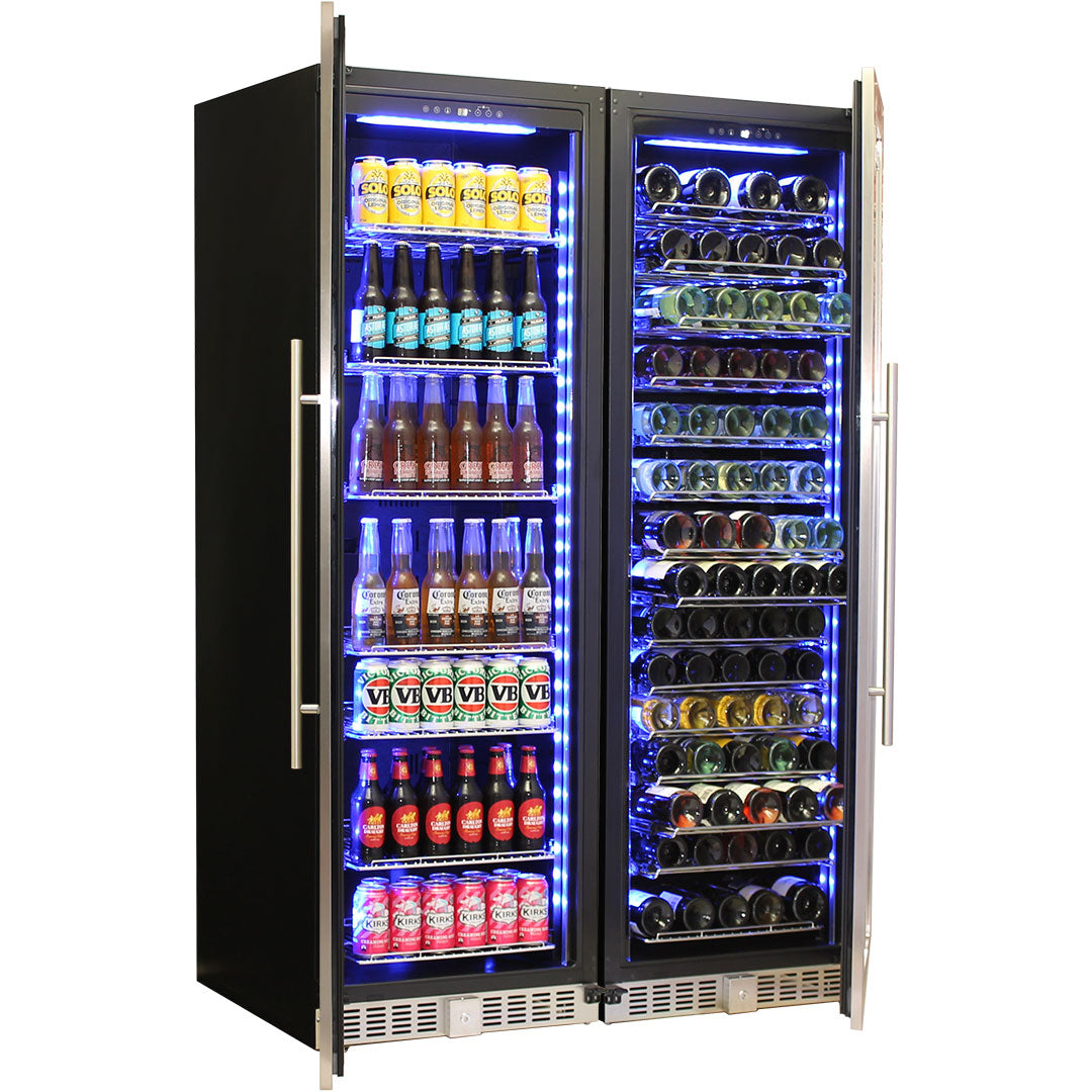 Schmick BD425-Combo - Matching Upright Glass Door Beer And Wine Refrigerator Combination