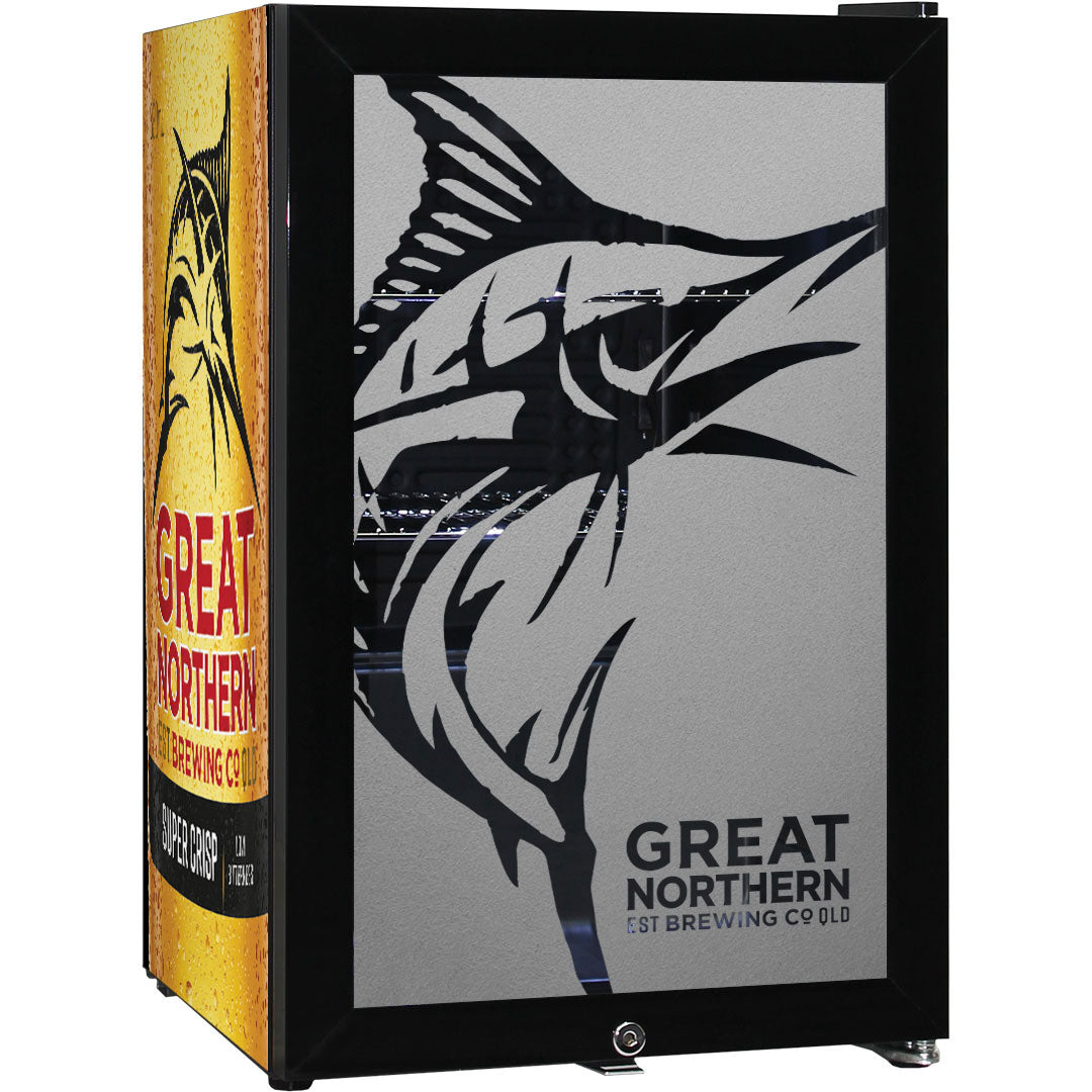 Great Northern Super Crisp Branded Glass Door Bar Fridge With Cool Frosted Door Logo - SC70-B-GNBC-CRISP