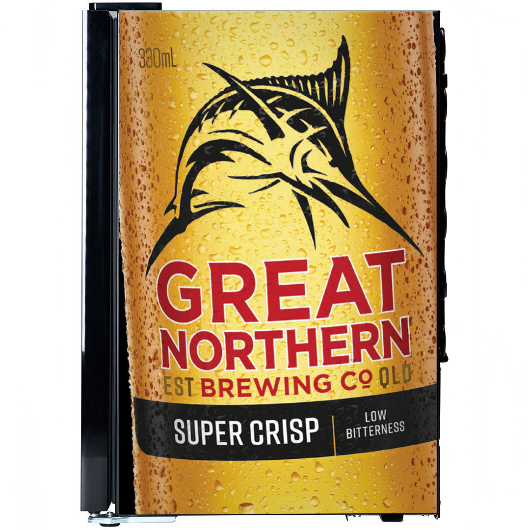 Great Northern Super Crisp Branded Glass Door Bar Fridge With Cool Frosted Door Logo - Model SC70-B-GNBC-CRISP