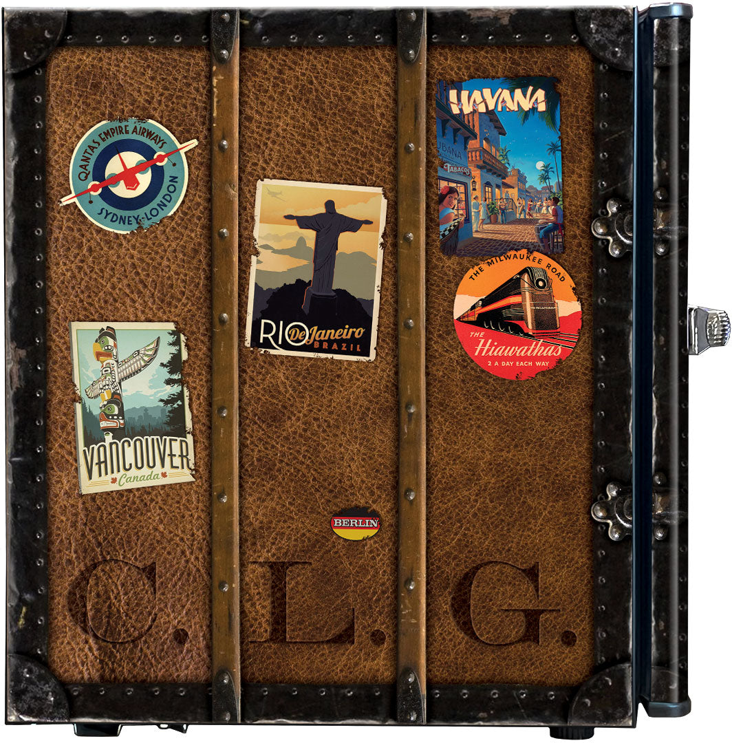 Funky Luggage Case Design Vintage Mini Bar Fridge With Handle And Opener - HUS-BC46B-TRAVEL