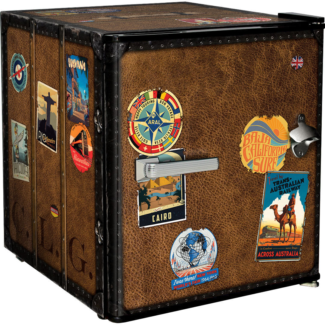 Funky Luggage Case Design Vintage Mini Bar Fridge With Handle And Opener - HUS-BC46B-TRAVEL