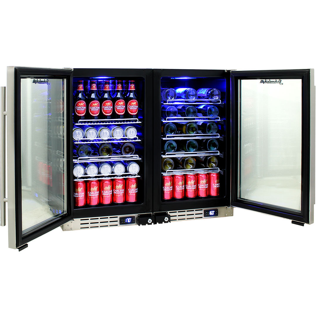 Schmick JC95-Combo - Under Bench Dual Zone Beer And Wine Bar Fridges (2 units)