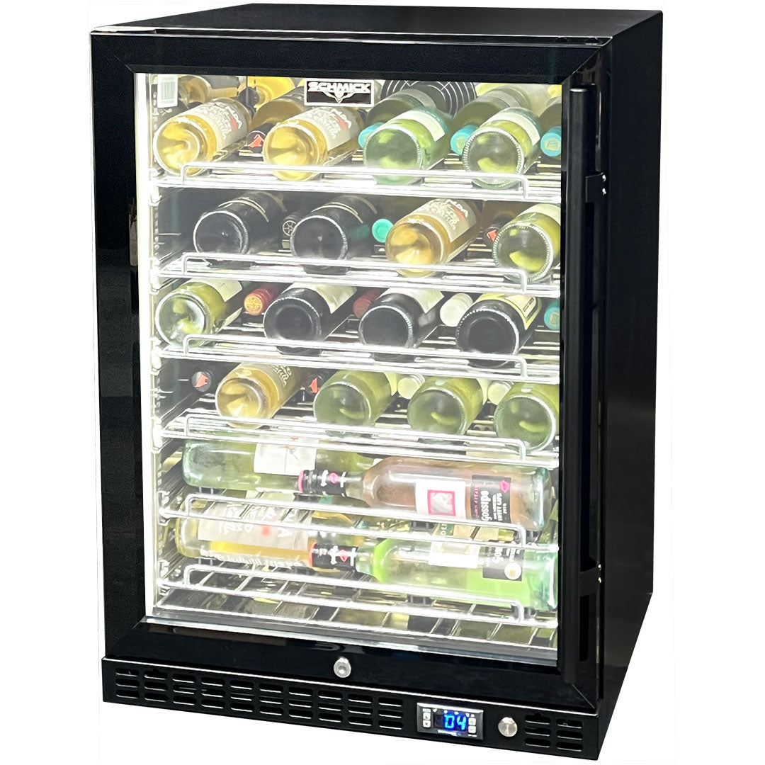 Schmick Quiet Running Front Venting Under Bench Triple Glazed Glass Door Wine Fridge - Model  SK156-B-MW