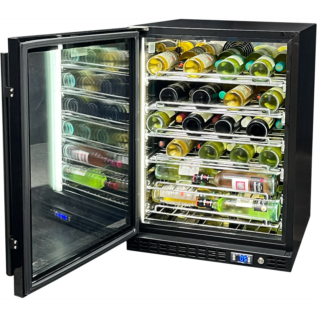Schmick Quiet Running Front Venting Under Bench Triple Glazed Glass Door Wine Fridge - Model  SK156L-B-MW