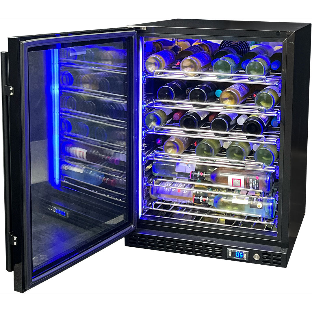 Schmick Quiet Slide Out Front Venting Under Bench Heated Door Wine Fridge - Model SK156-B-HD-MW