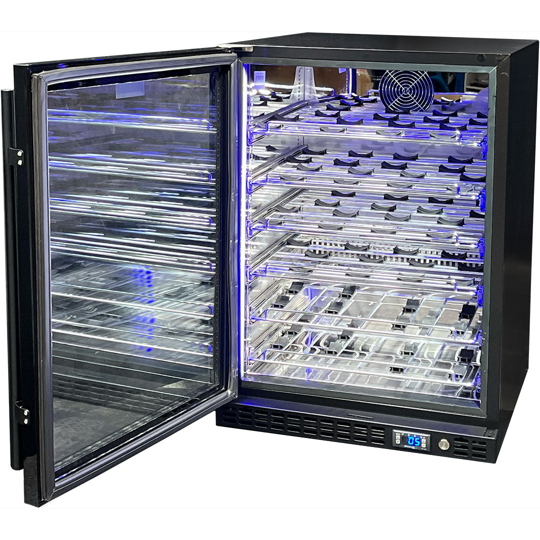 Schmick Quiet Slide Out Front Venting Under Bench Heated Door Wine Fridge - Model SK156-B-HD-MW