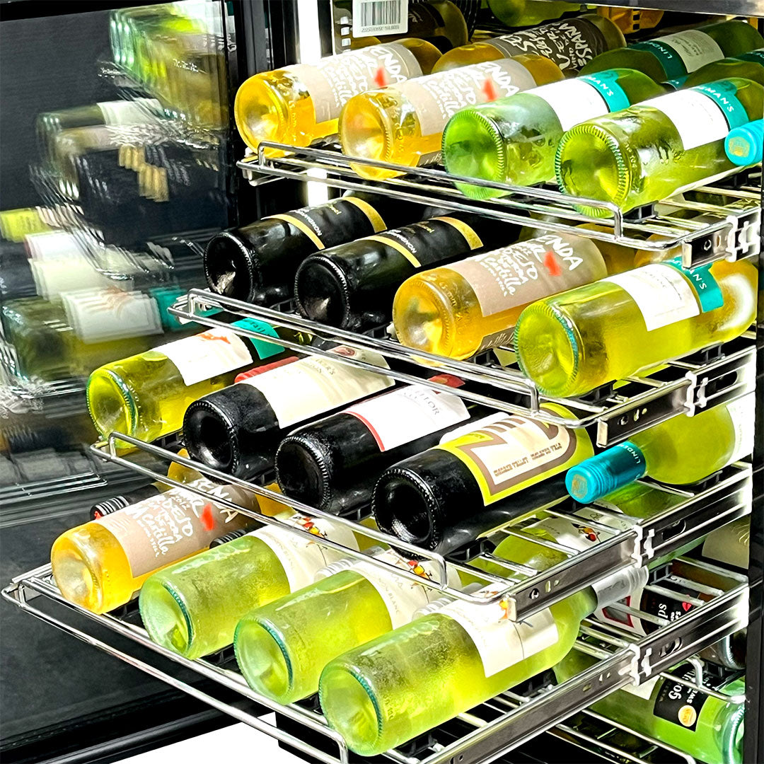 Schmick Quiet Running Front Venting Under Bench Triple Glazed Glass Door Wine Fridge - Model  SK156-B-MW