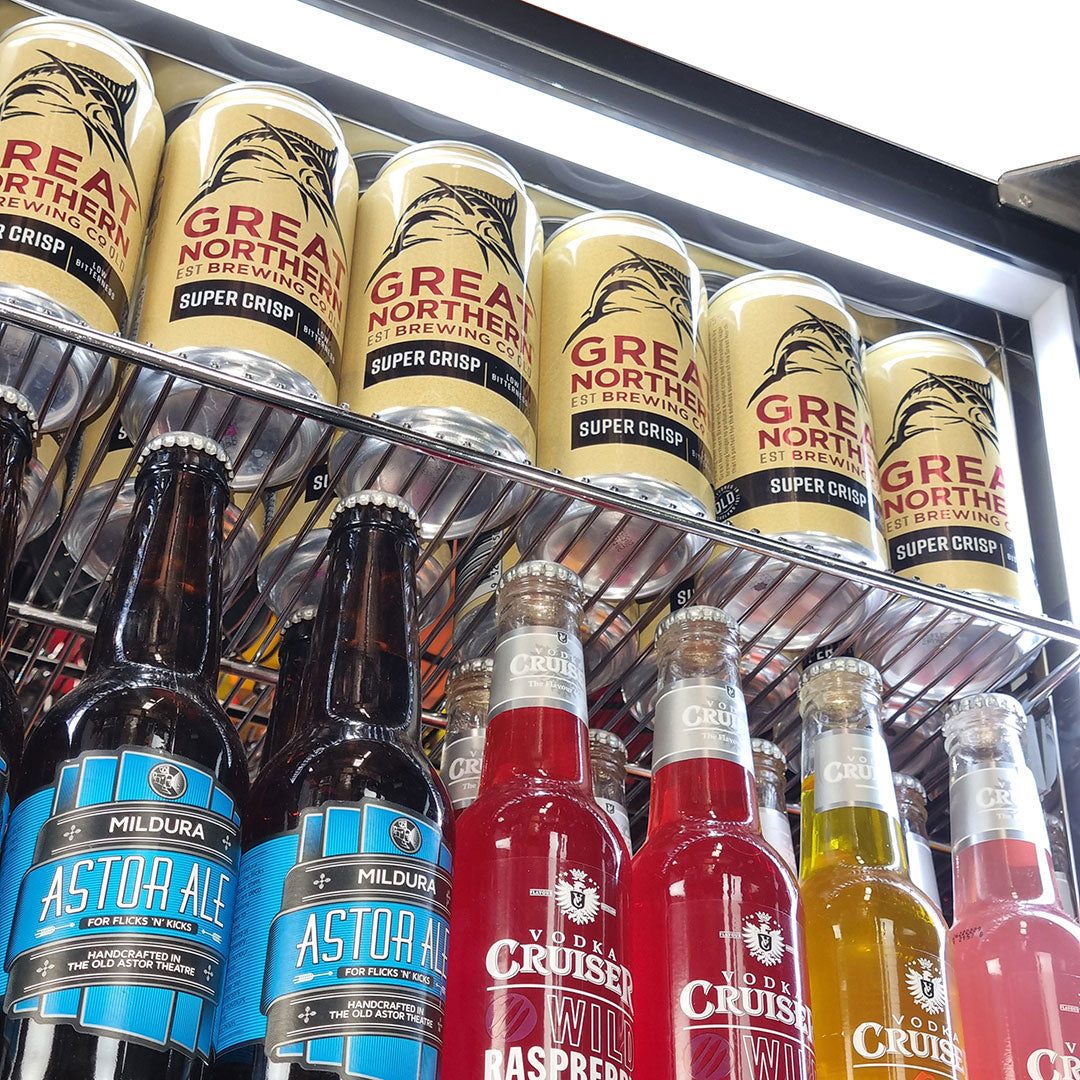 Schmick SK146L-HD bar fridge - glass door detail