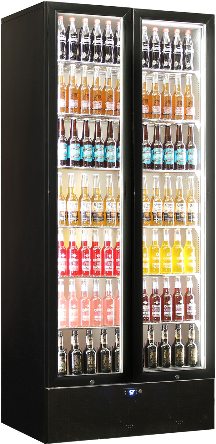 Schmick SK668-B-HD Upright Classy Energy Efficient 2 Door Heated Glass Bar Fridge