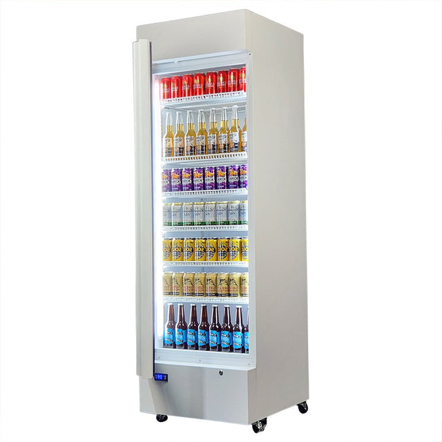 Schmick 370L Upright Glass Door Bar Fridge – Quiet Running – HUS-SC372 – White Left Hinge